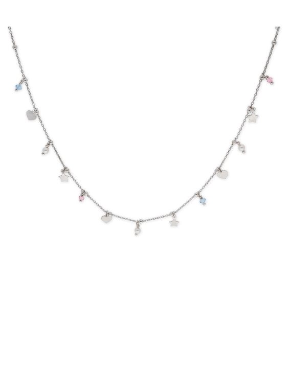 Collar LISKA LSW4320CL Plata con Cristales y Perlas Mujer