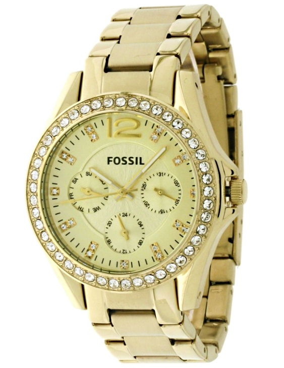 reloj dorado fossil mujer
