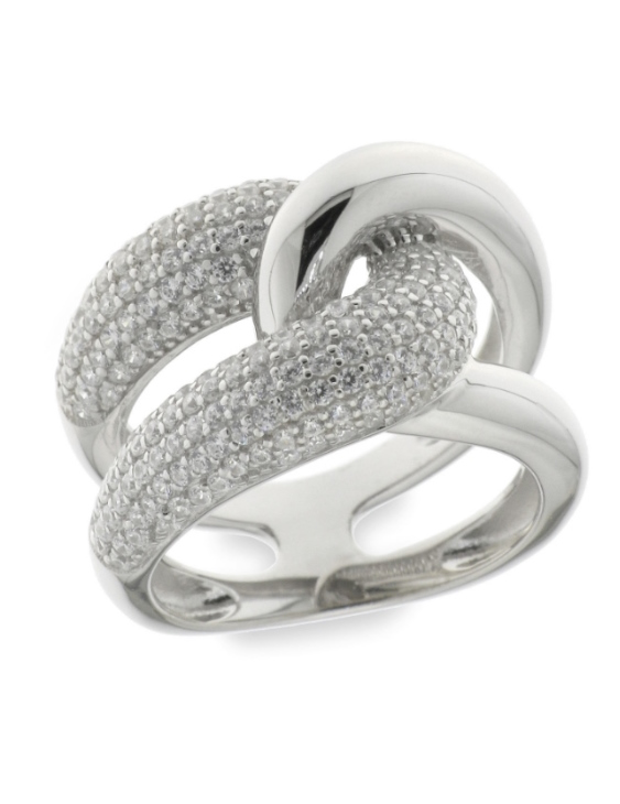 Anillo RZB092410 Plata con Baño de Rodio y Circonitas Mujer Talla 14