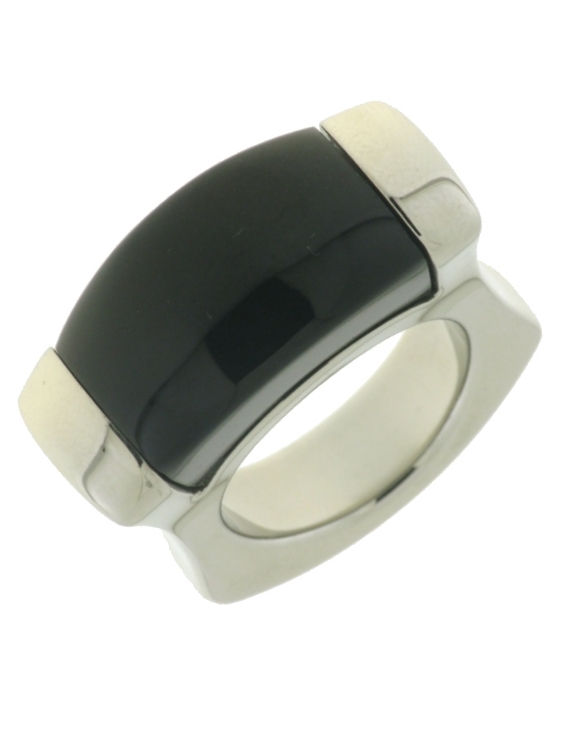 Anillo LISKA 67A322 Acero con Onix Mujer. Talla 13.