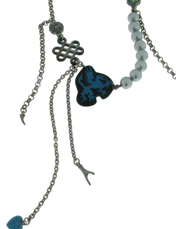 Collar DIESEL DL1038 Plata con perlas nacar y turquesa mujer