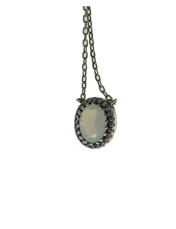 Collar VAPOUR 1203-R-CO Plata con Piedra Luna y Circonitas Color Mujer 